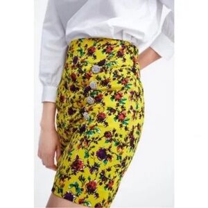Zara Pleated Yellow Floral Print Skirt